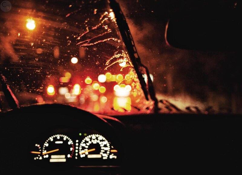 Driving in rain at night