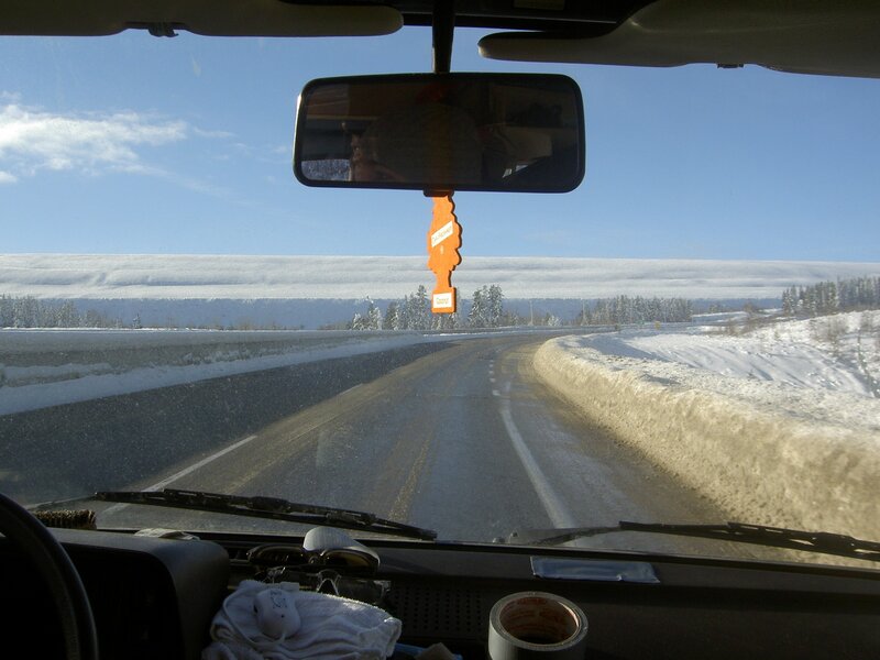 Driving on a snowy road