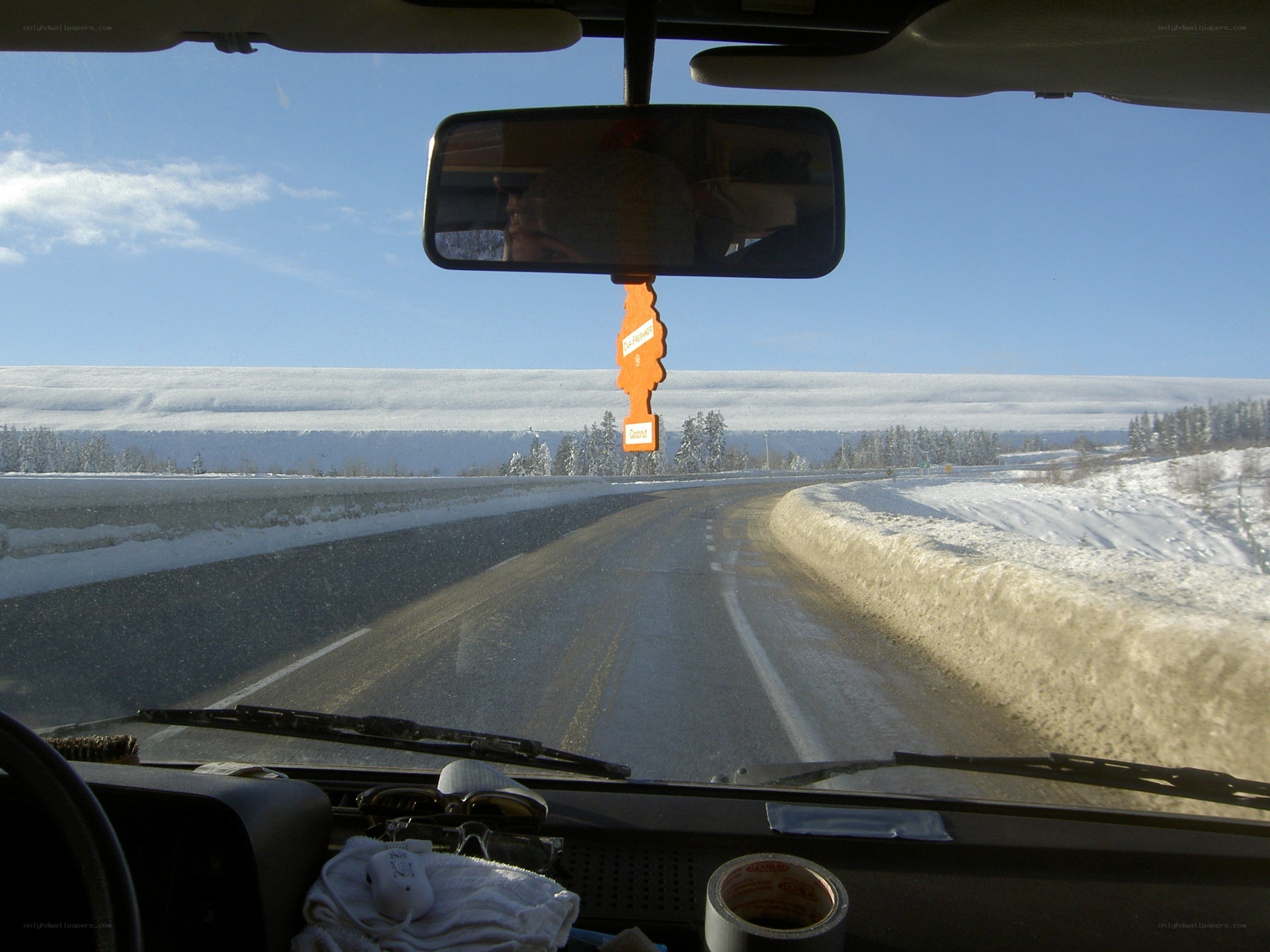 Driving on a snowy road