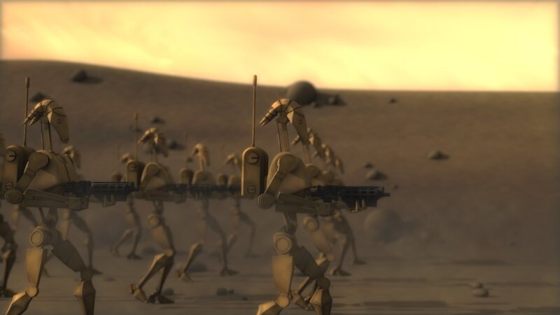 droid army marching in desert
