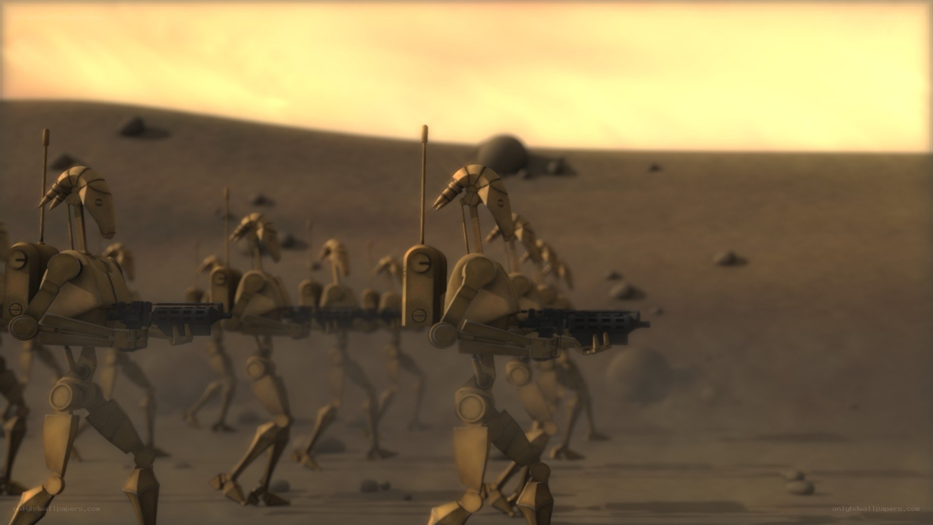 droid army marching in desert