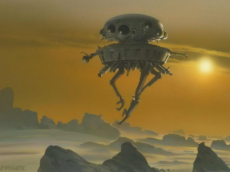 Droid Hovering over Desert
