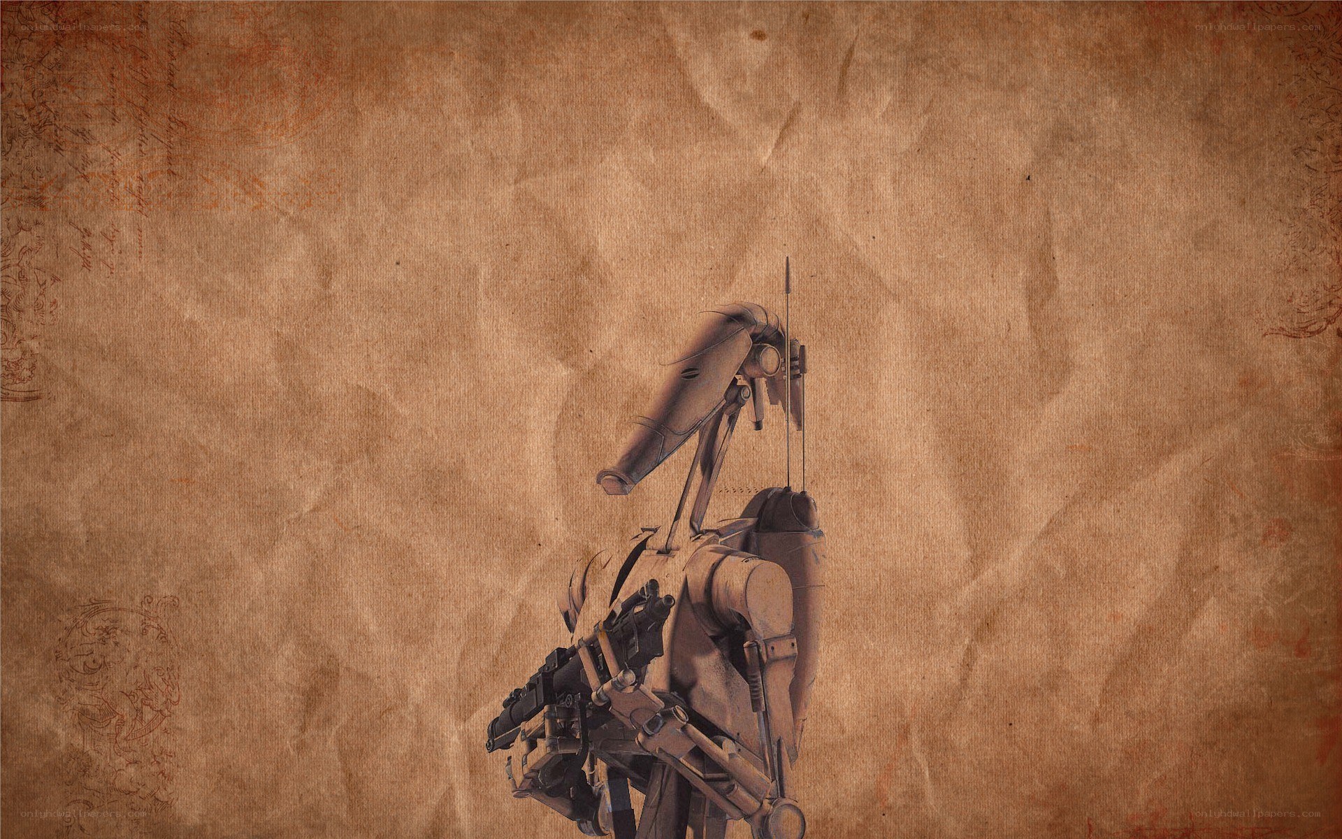 droid soldier on aged paper