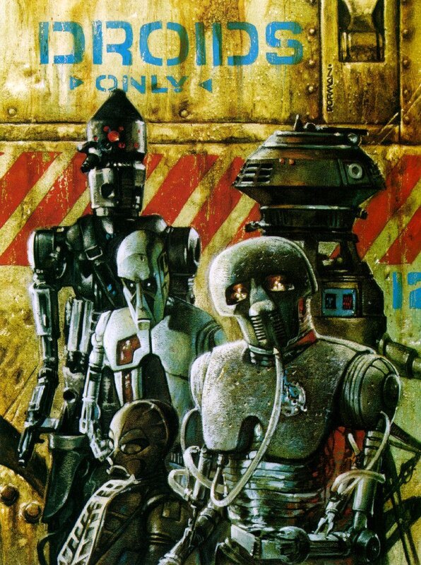 Droids Only sign with droids
