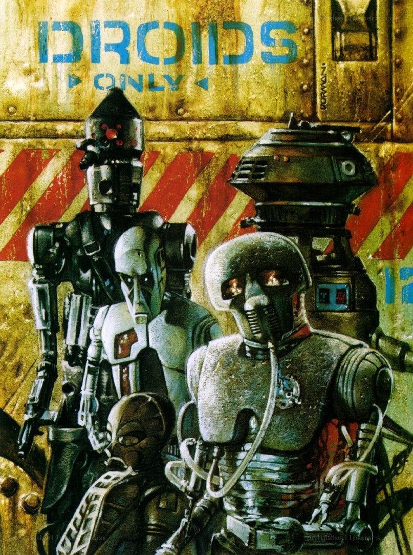 Droids Only sign with droids
