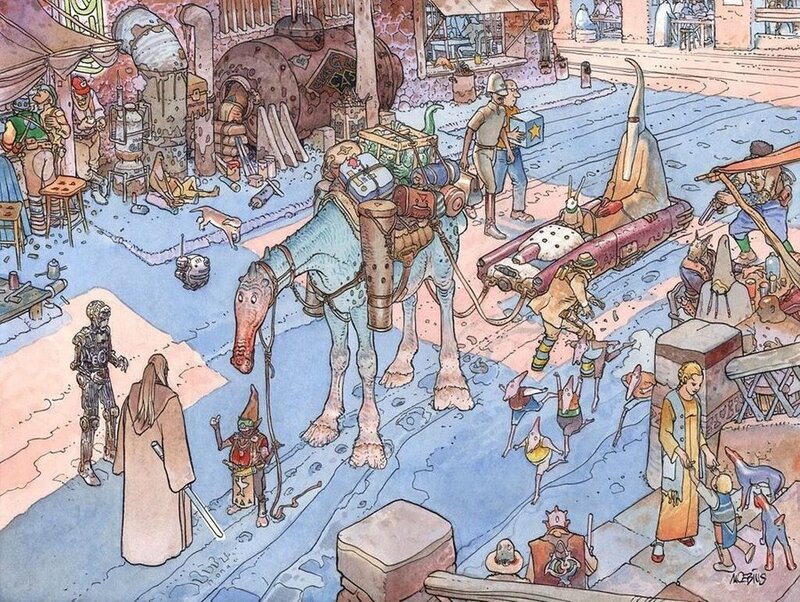 Dromedary in Marketplace — Blue