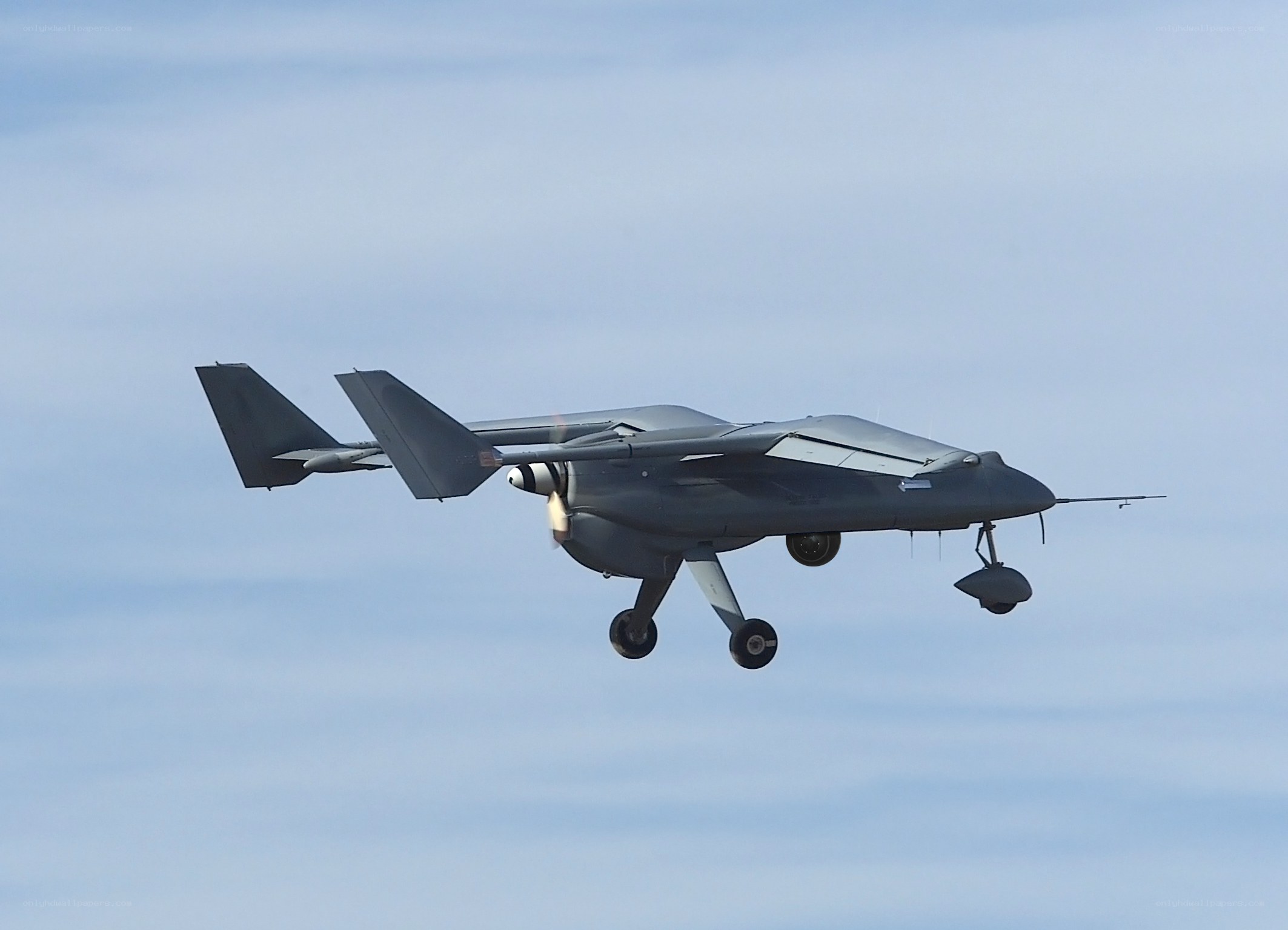 Drone aircraft in flight
