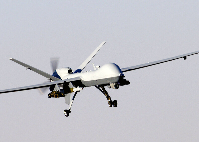Drone aircraft in flight