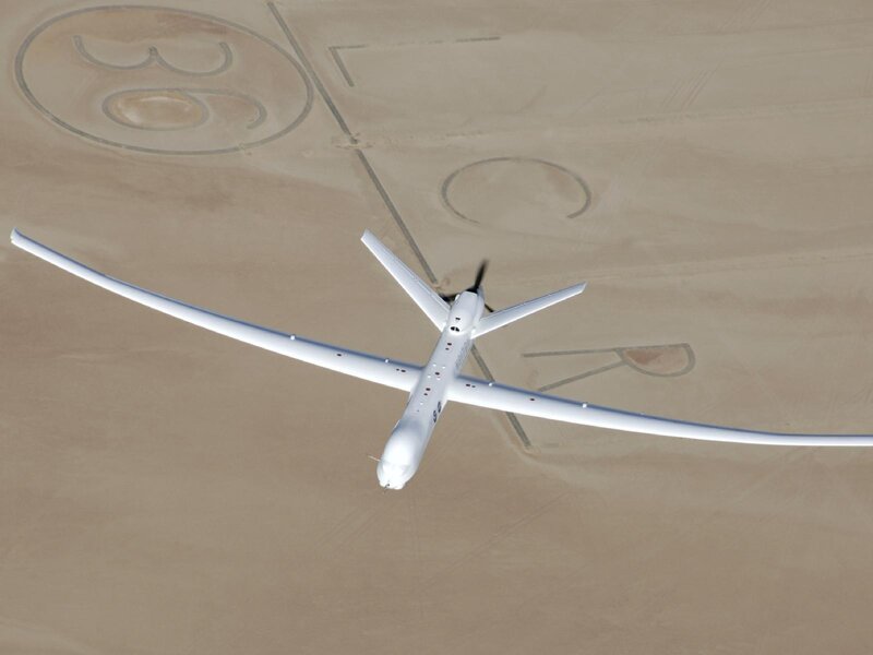 Drone flying over desert