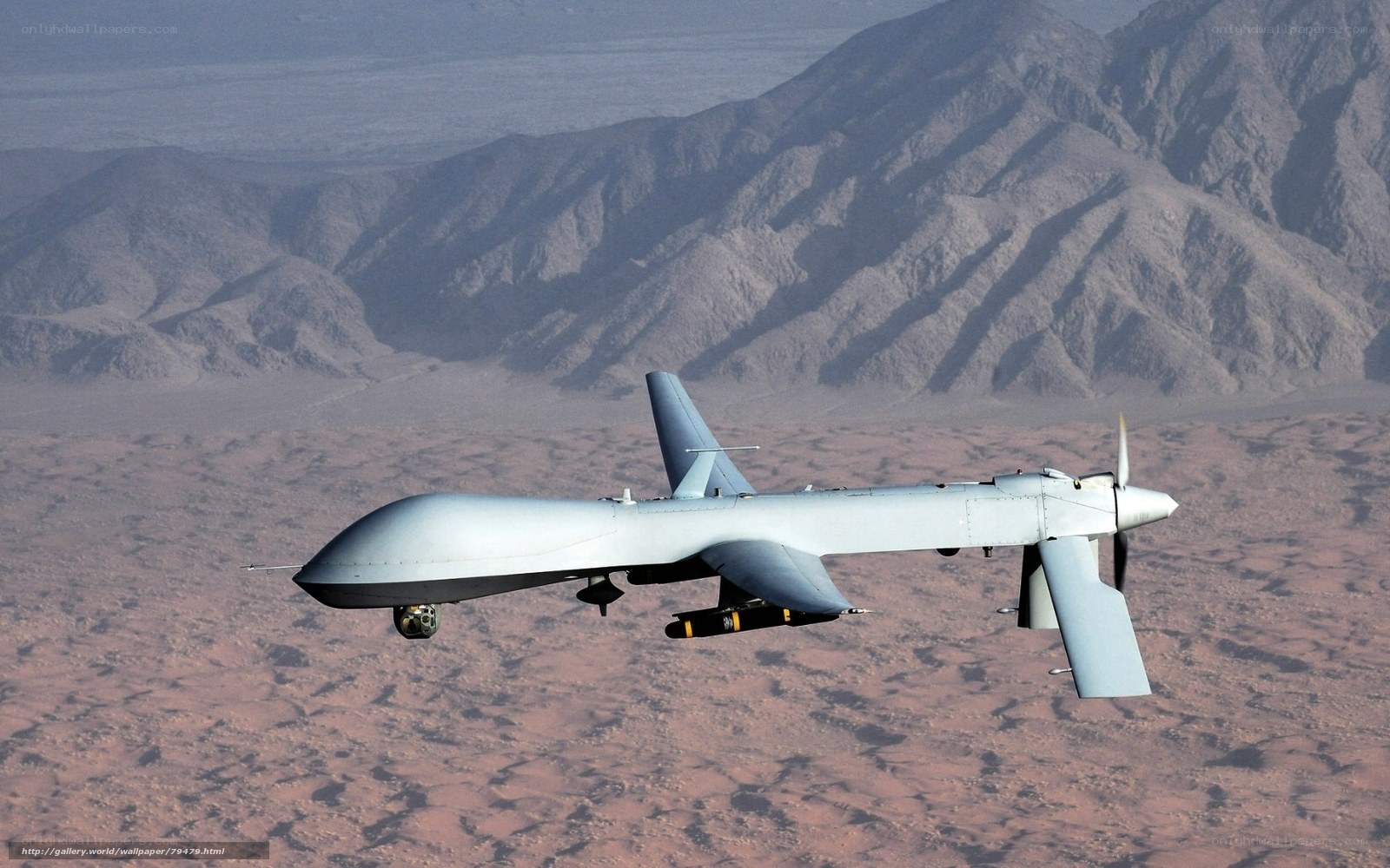 Drone flying over desert