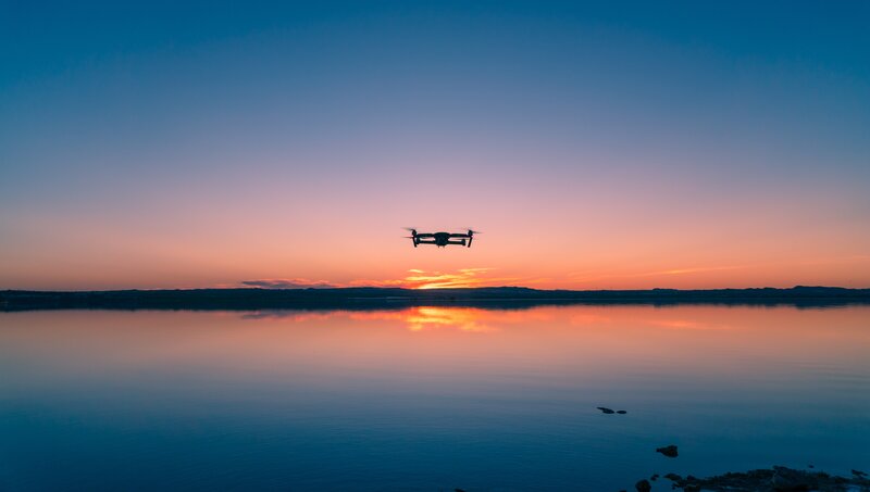 Drone Flying over Lake