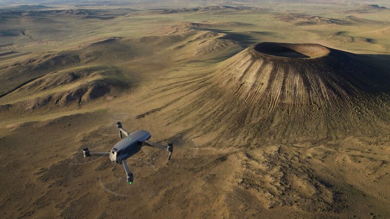 Drone Flying over Volcano