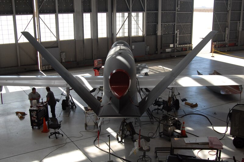 Drone maintenance in hangar