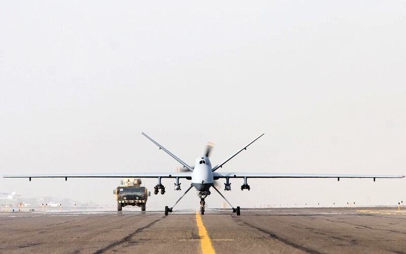 Drone on a runway
