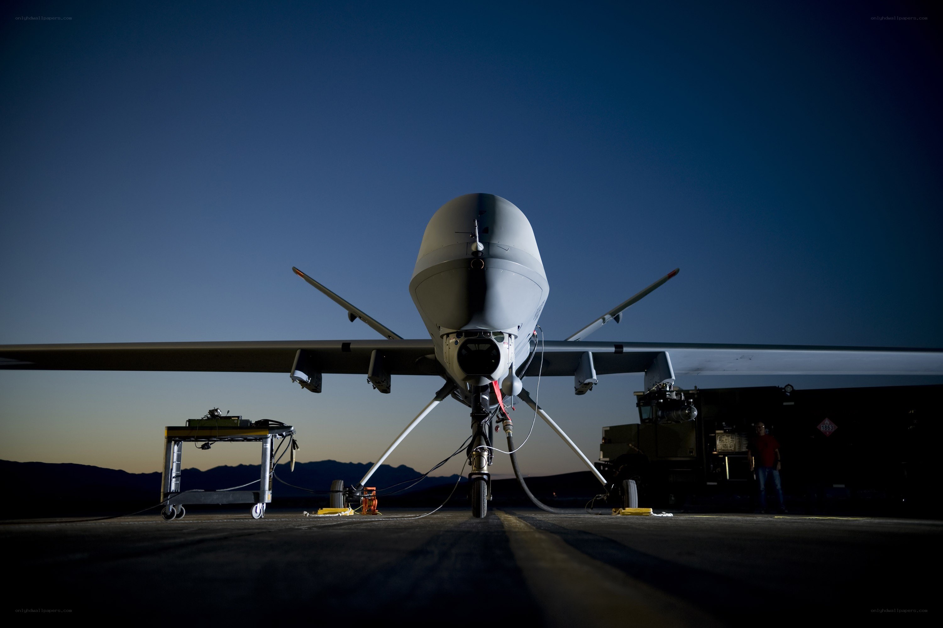 Drone on a tarmac at dusk