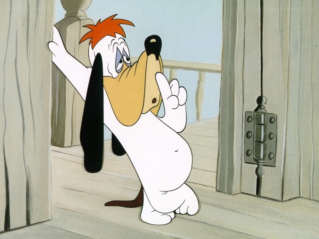 Droopy dog peeking through door