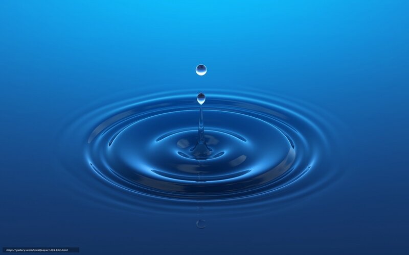 Droplet Creating Ripples — Blue, Calm, Digital Art