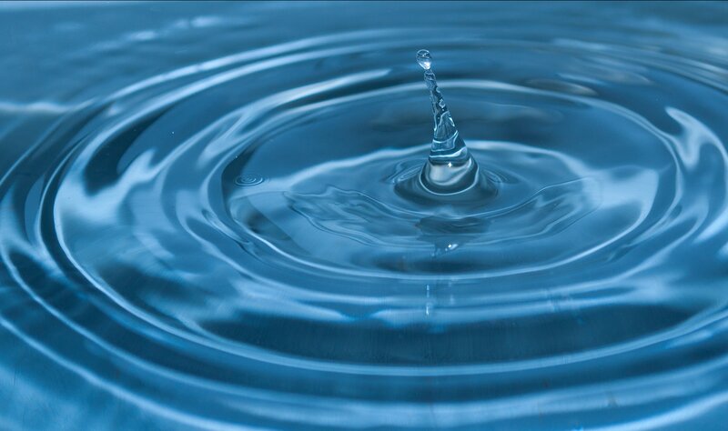 Droplet Creating Ripples — Blue, Calm, Photograph, Splash