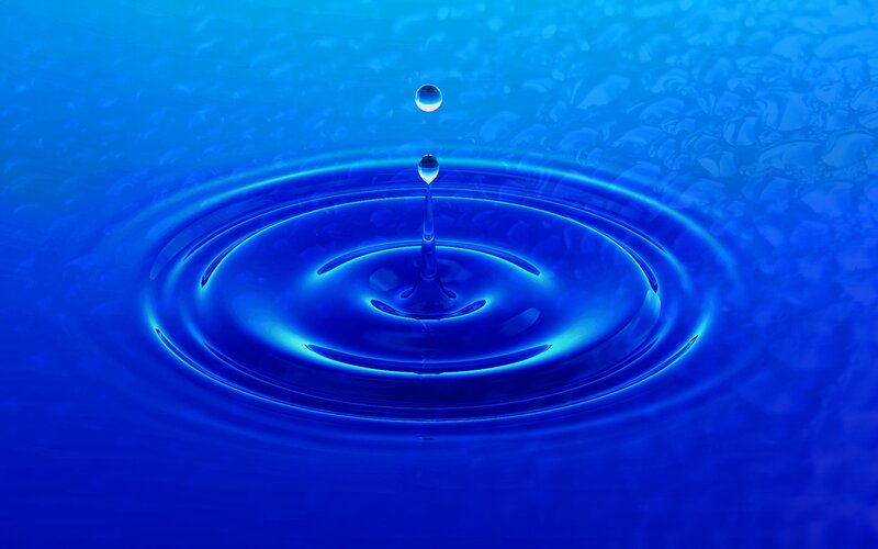 Droplet Creating Ripples — Blue, Reflection