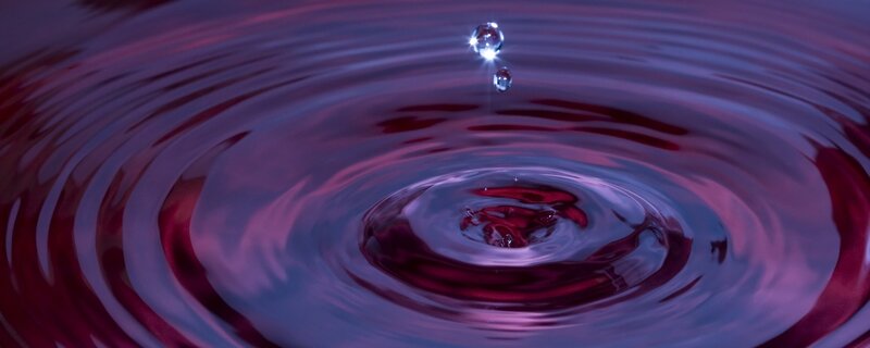 Droplet Creating Ripples — Purple, Dramatic, Photograph, Drop