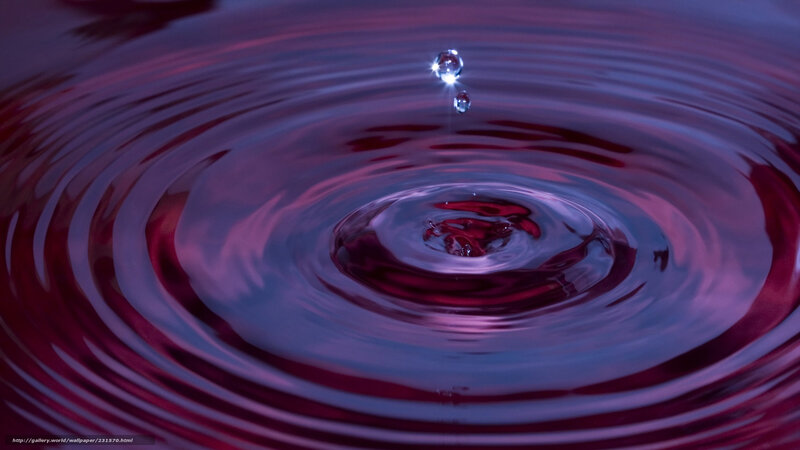 Droplet Creating Ripples — Purple, Dramatic, Photograph