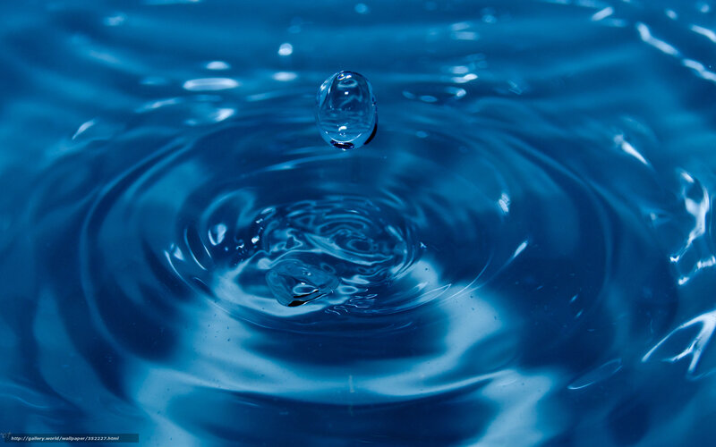 Droplet Falling into Water — Blue, Calm, Photograph, Ripple