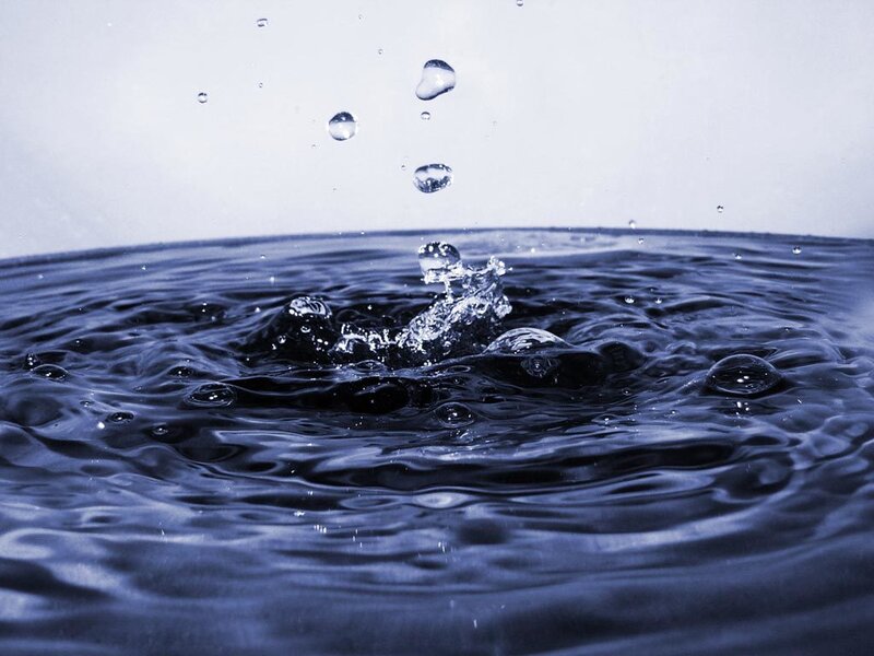 Droplet Hitting Water — Blue, Calm, Photograph, Bubbles, Ripples