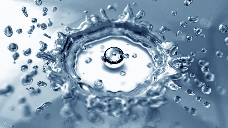 Droplet Hitting Water — Blue, Calm, Photograph, Bubbles, Splash