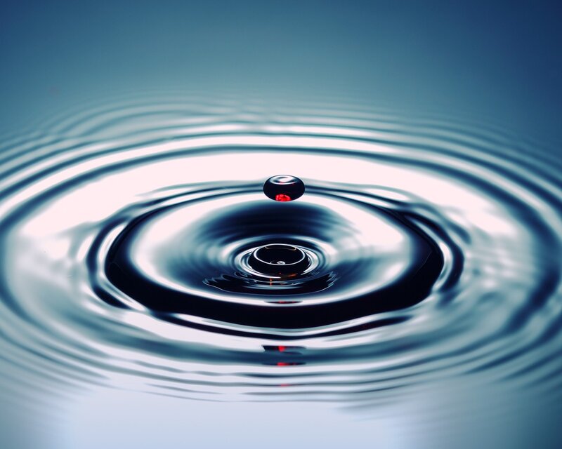 Droplet Hitting Water — Blue, Calm, Photograph, Ripple, Drop