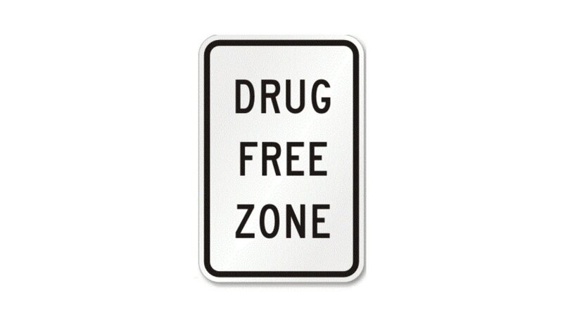 Drug Free Zone sign