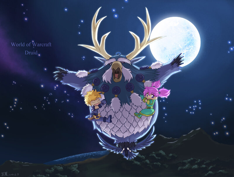 Druid in moonlight
