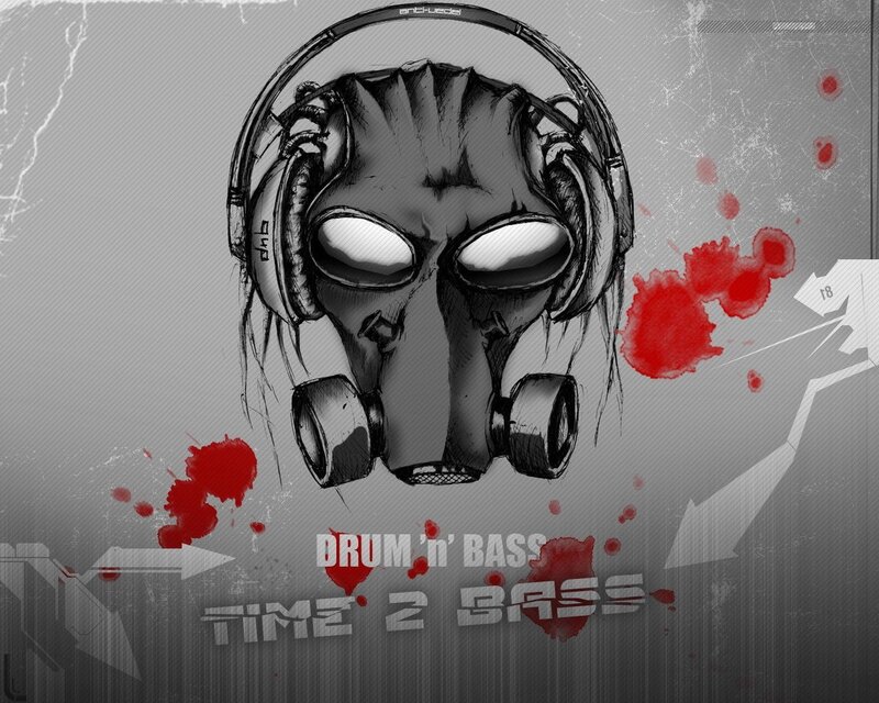 Drum and bass artwork with gas mask
