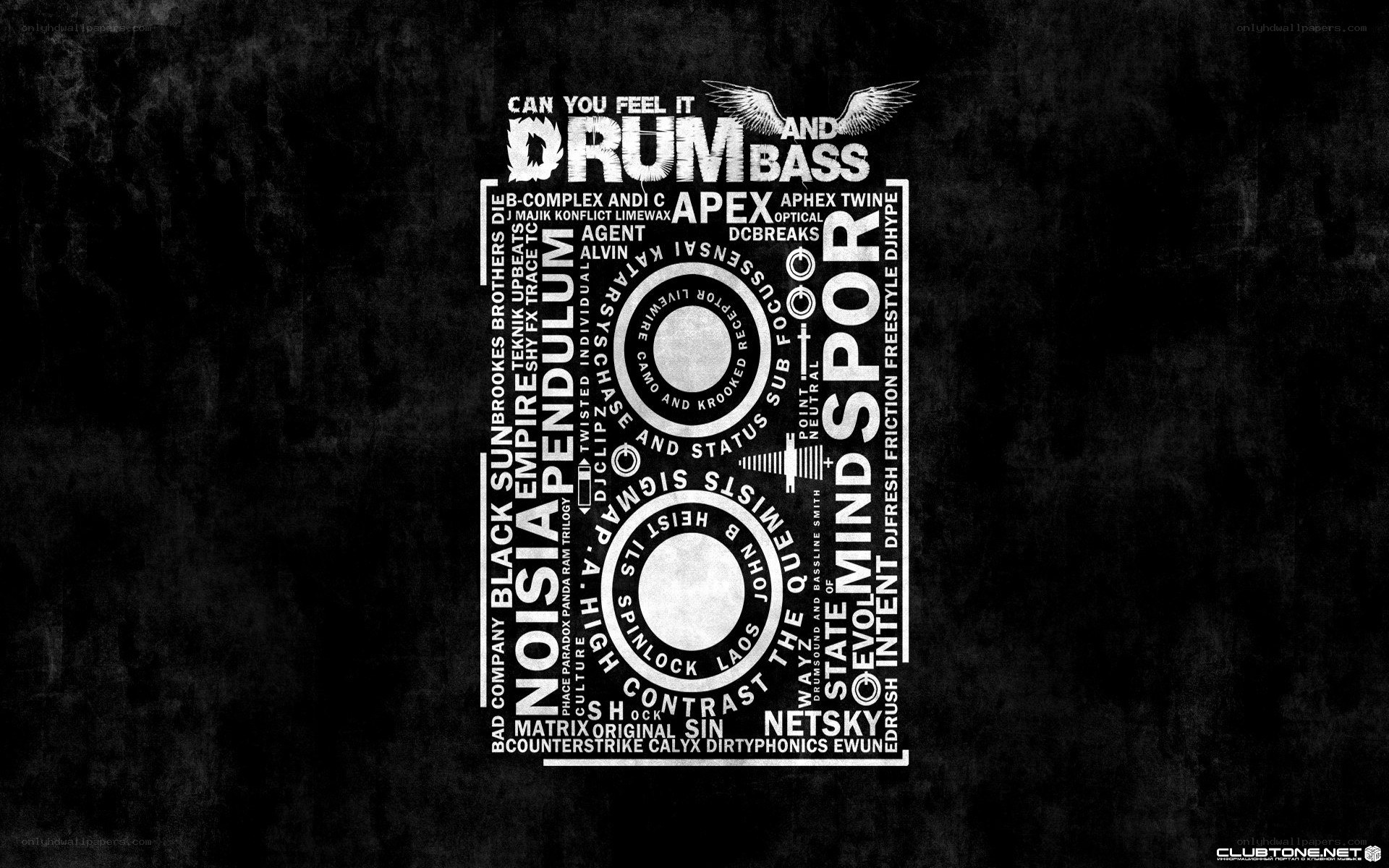 Drum and bass music collage