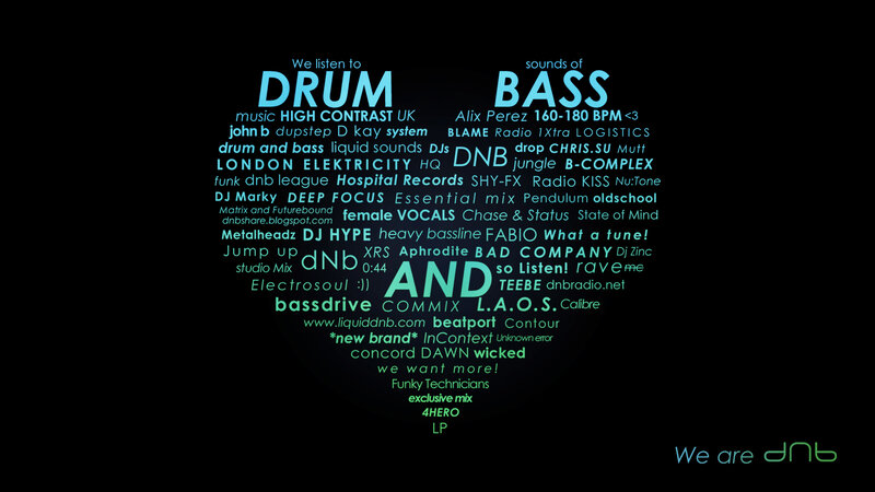 drum and bass music text art