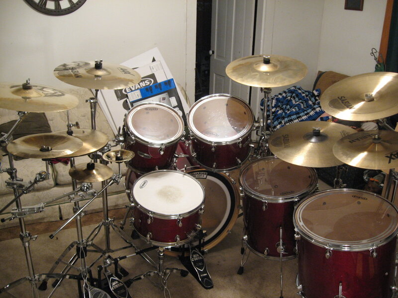 drum set in living room