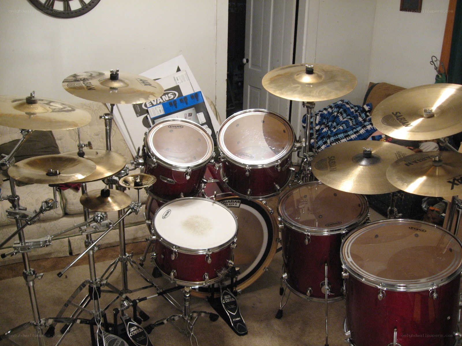 drum set in living room