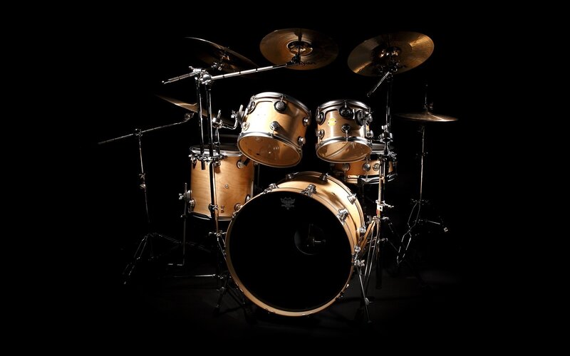 drum set on black background