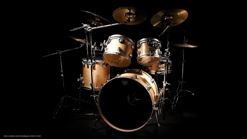 drum set on black background
