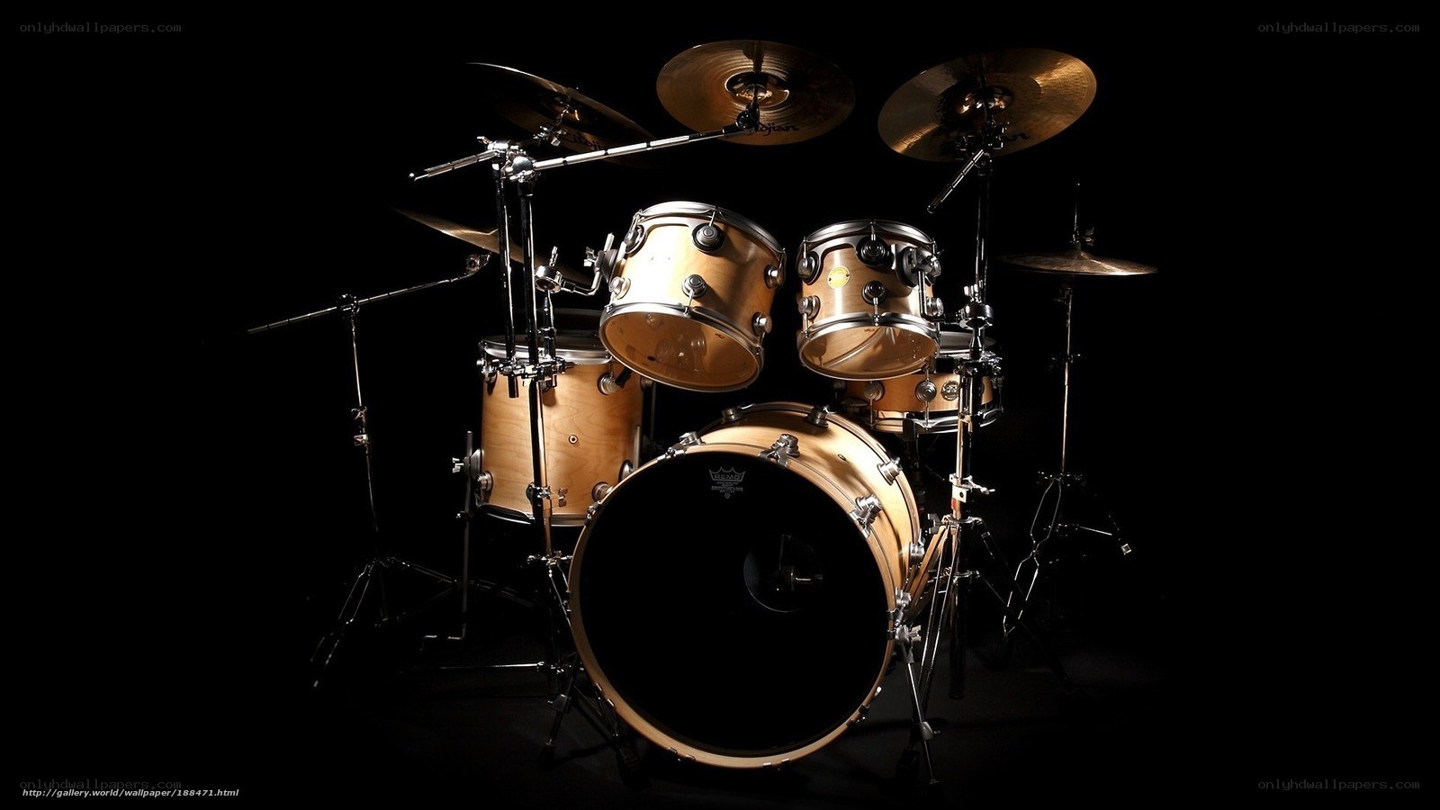 drum set on black background
