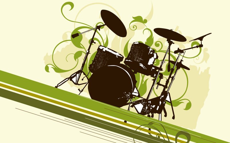 Drum Set Silhouette — Green