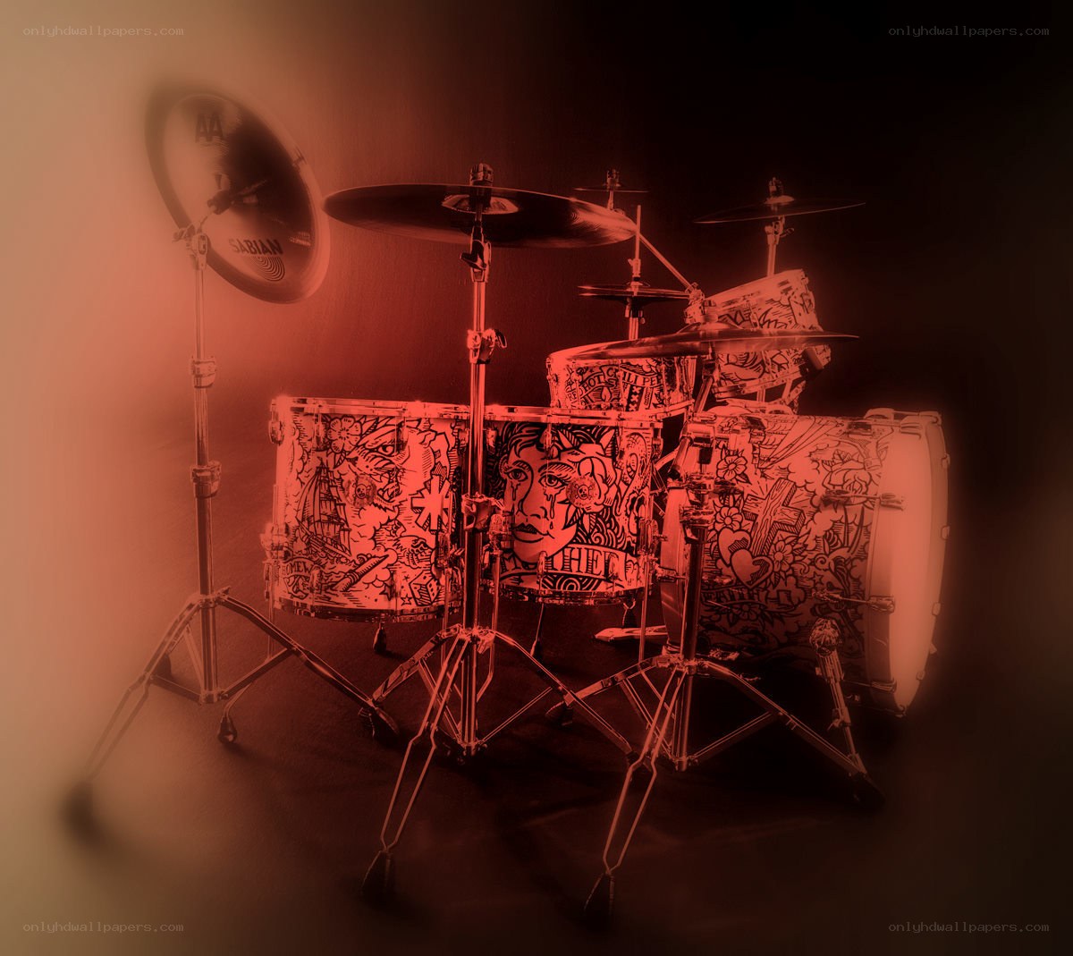 drum set with custom artwork