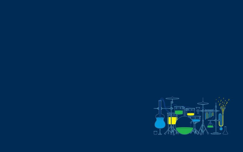 Drum Set with Lab Equipment — Blue