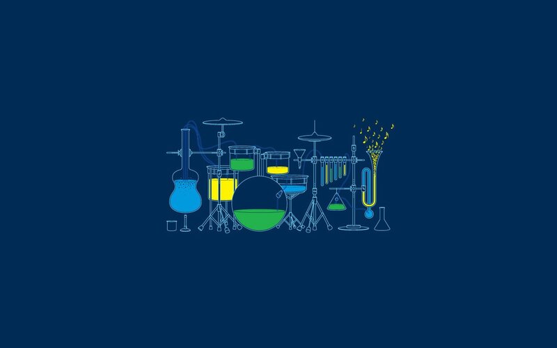 Drum Set with Lab Equipment