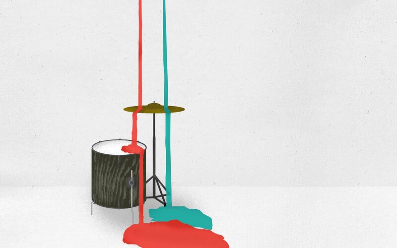 Drum Set with Paint — Red