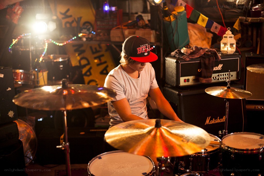 drummer in a music studio