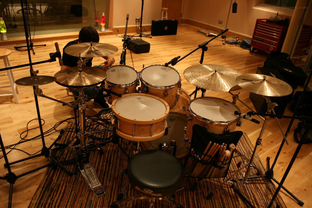 drummer in a recording studio