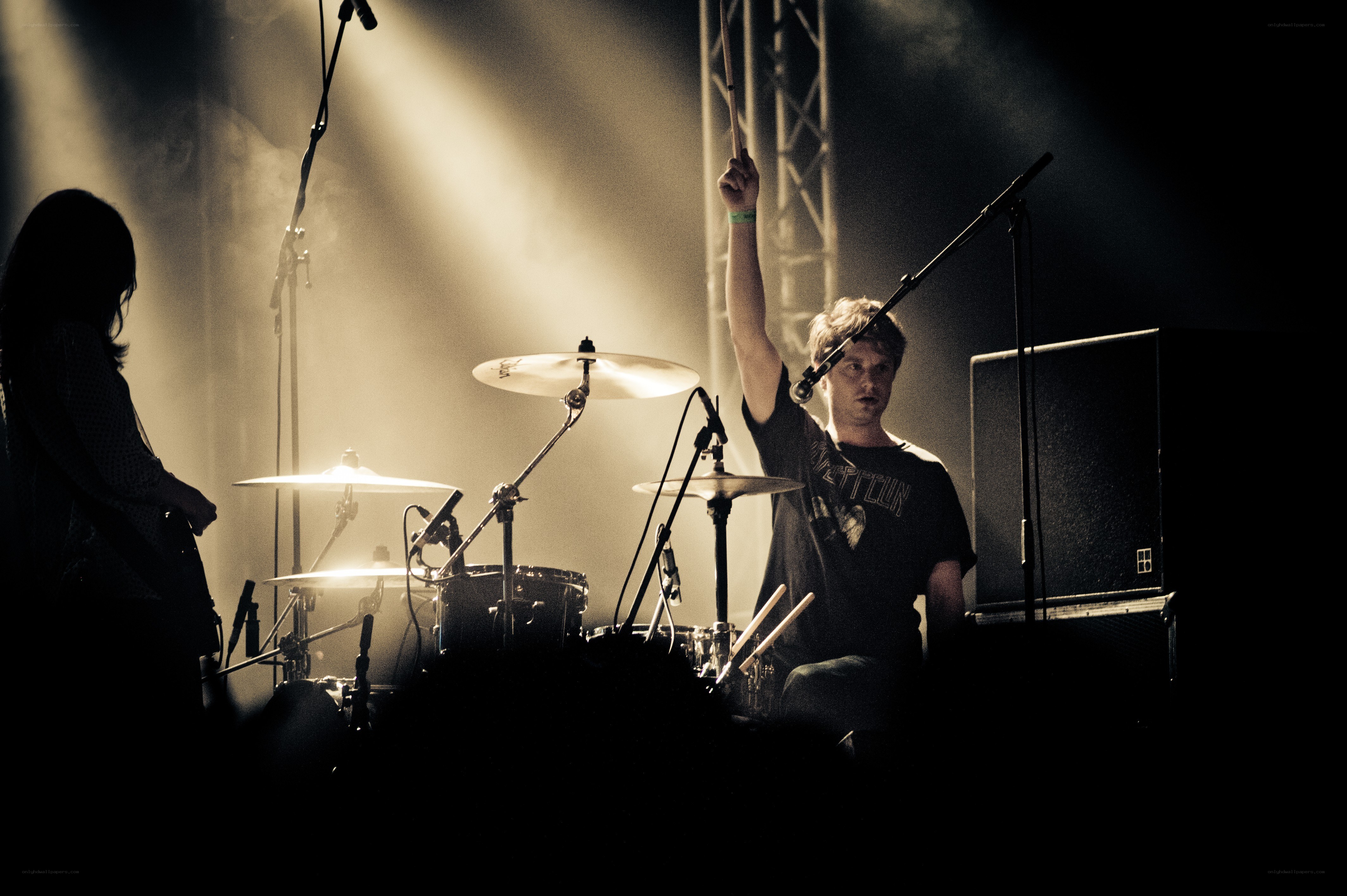 Drummer on stage with band