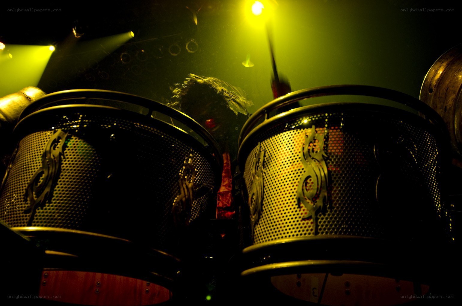 Drummer on stage with drums
