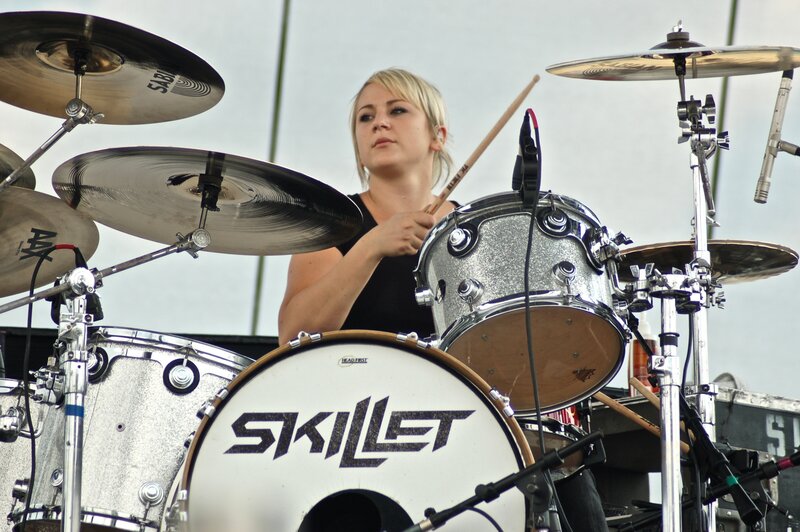 Drummer performing on stage