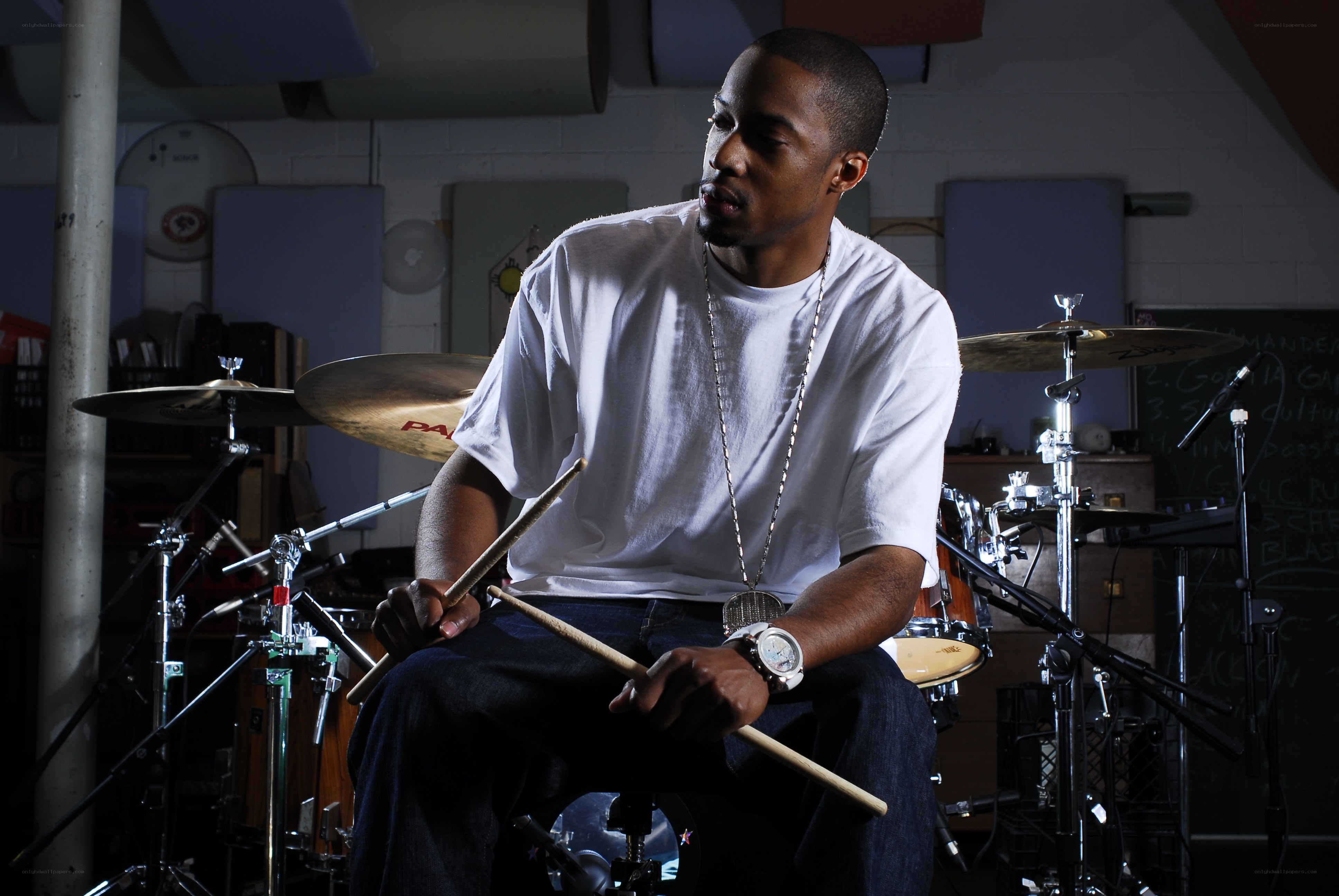 drummer with drumsticks